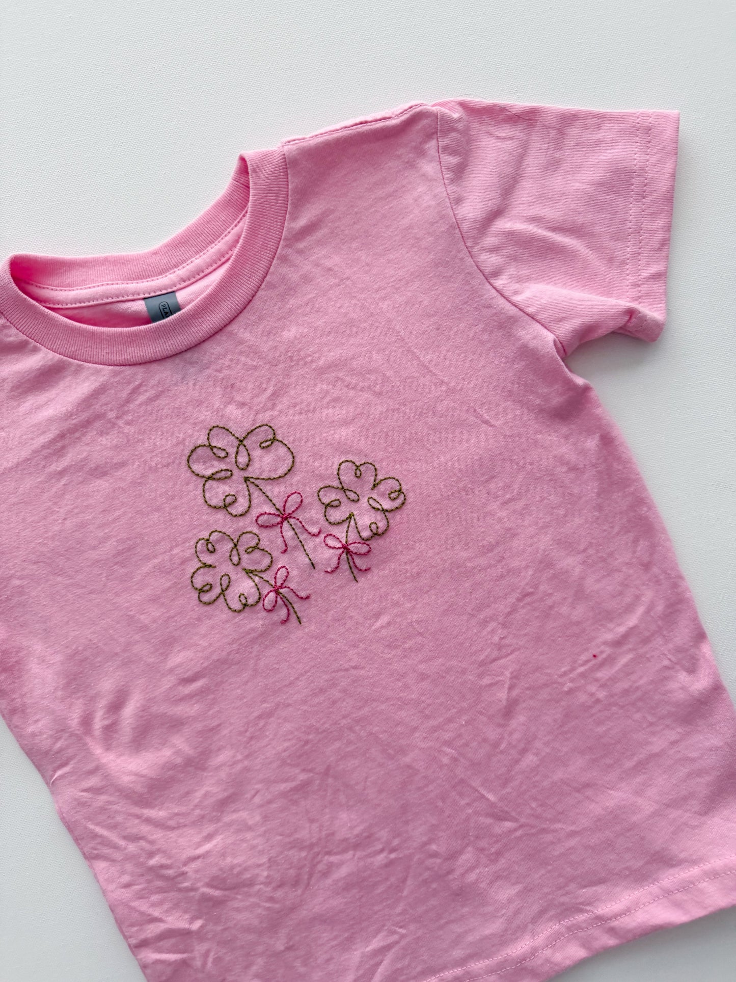Pink "Clover Bunch" Embroidered T-Shirt (5T)