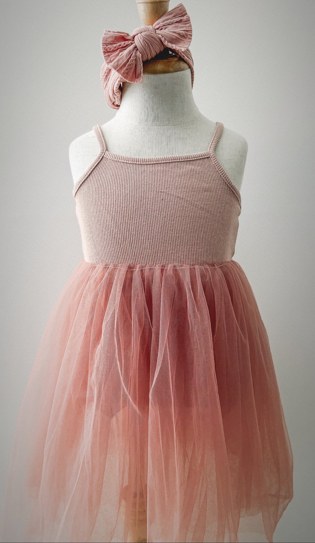 Ribbed Knit Tulle Dress