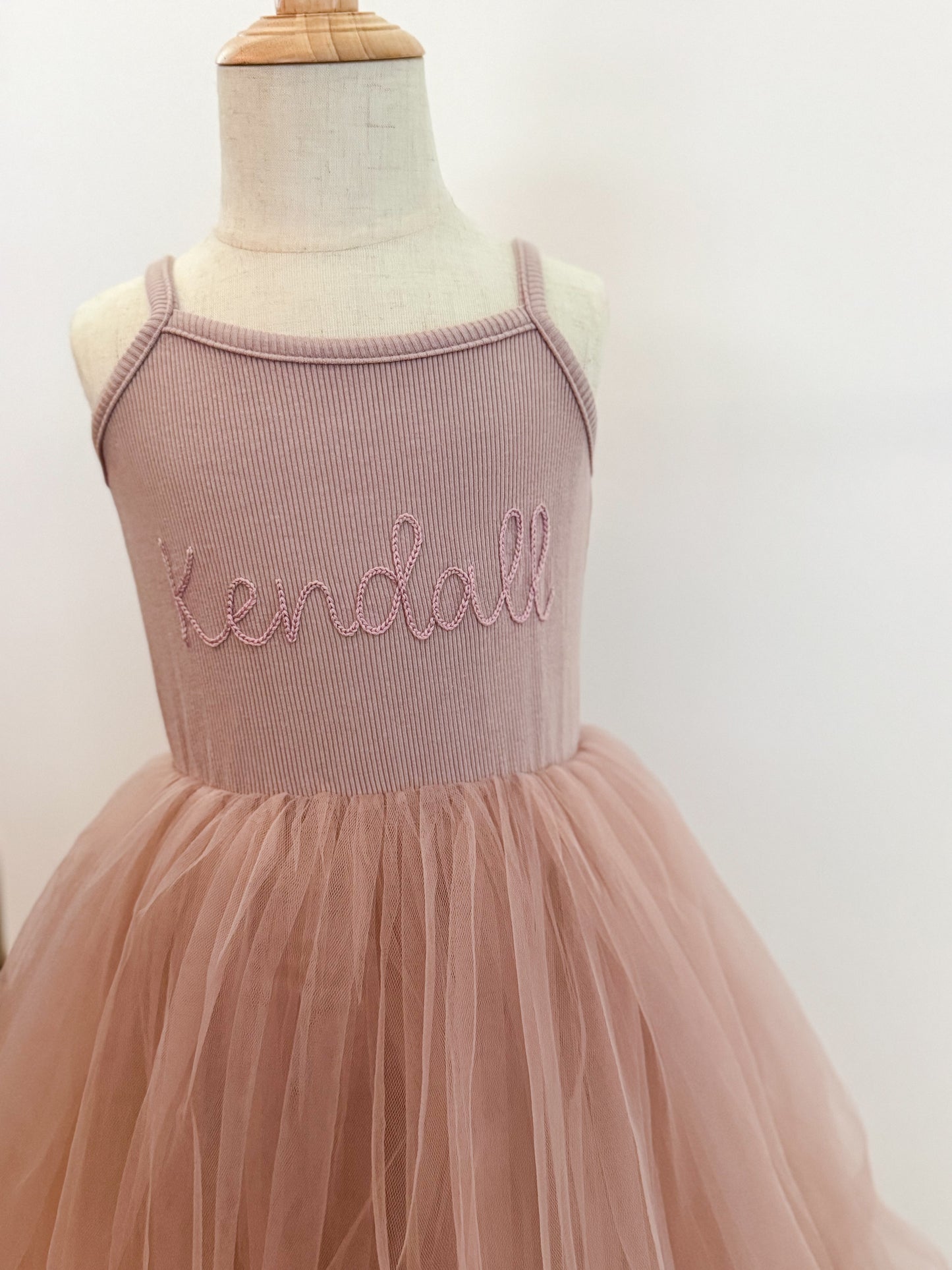 Ribbed Knit Tulle Dress