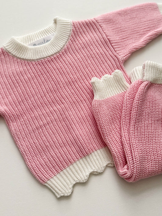 Bubblegum Scalloped Knit Set