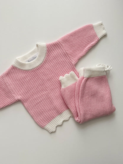 Bubblegum Scalloped Knit Set
