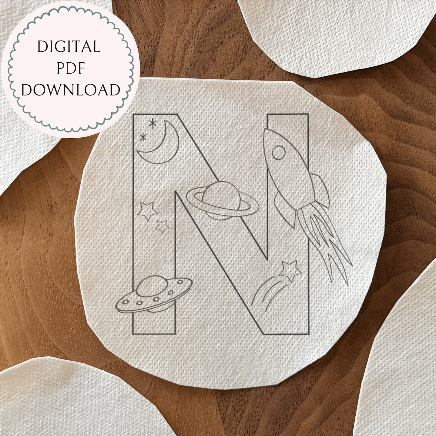 Space Letters Template: Letter N
